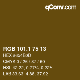 カラーコード: RGB 101.1 75 13 | qconv.com