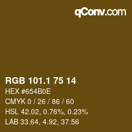カラーコード: RGB 101.1 75 14 | qconv.com