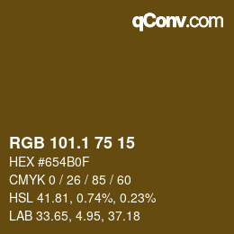 カラーコード: RGB 101.1 75 15 | qconv.com