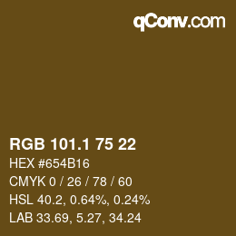 カラーコード: RGB 101.1 75 22 | qconv.com