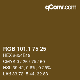 カラーコード: RGB 101.1 75 25 | qconv.com