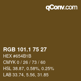 カラーコード: RGB 101.1 75 27 | qconv.com