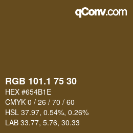 カラーコード: RGB 101.1 75 30 | qconv.com