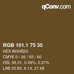 カラーコード: RGB 101.1 75 35 | qconv.com