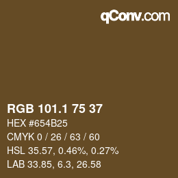 カラーコード: RGB 101.1 75 37 | qconv.com
