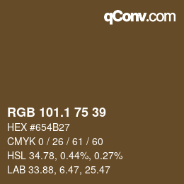 カラーコード: RGB 101.1 75 39 | qconv.com