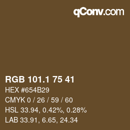 カラーコード: RGB 101.1 75 41 | qconv.com