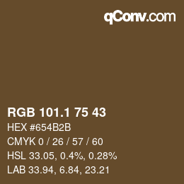 カラーコード: RGB 101.1 75 43 | qconv.com