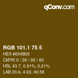 カラーコード: RGB 101.1 75 5 | qconv.com