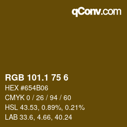 カラーコード: RGB 101.1 75 6 | qconv.com