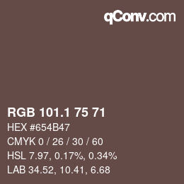カラーコード: RGB 101.1 75 71 | qconv.com