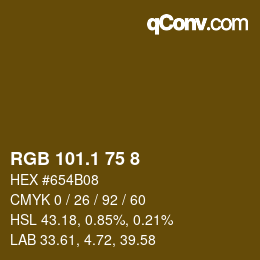 カラーコード: RGB 101.1 75 8 | qconv.com