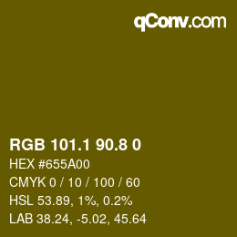 カラーコード: RGB 101.1 90.8 0 | qconv.com