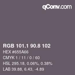 Código de color: RGB 101.1 90.8 102 | qconv.com