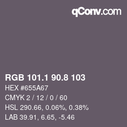 Color code: RGB 101.1 90.8 103 | qconv.com