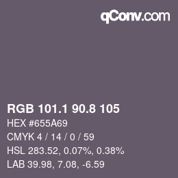 Color code: RGB 101.1 90.8 105 | qconv.com