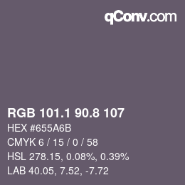 Color code: RGB 101.1 90.8 107 | qconv.com