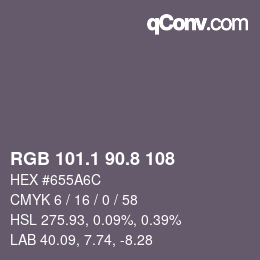 Código de color: RGB 101.1 90.8 108 | qconv.com