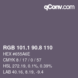 Color code: RGB 101.1 90.8 110 | qconv.com
