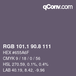 Color code: RGB 101.1 90.8 111 | qconv.com