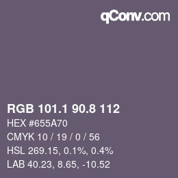 Color code: RGB 101.1 90.8 112 | qconv.com