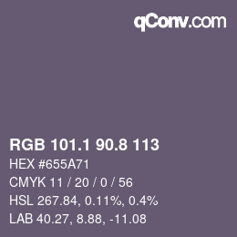 Code couleur: RGB 101.1 90.8 113 | qconv.com