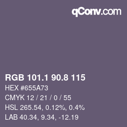Color code: RGB 101.1 90.8 115 | qconv.com