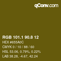 カラーコード: RGB 101.1 90.8 12 | qconv.com