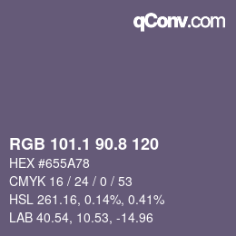 Color code: RGB 101.1 90.8 120 | qconv.com