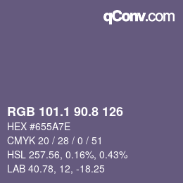Color code: RGB 101.1 90.8 126 | qconv.com