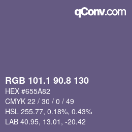 Color code: RGB 101.1 90.8 130 | qconv.com