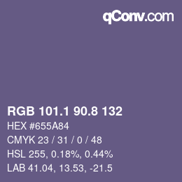 Color code: RGB 101.1 90.8 132 | qconv.com