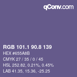 Color code: RGB 101.1 90.8 139 | qconv.com