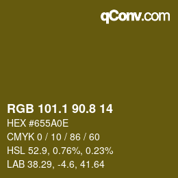 Color code: RGB 101.1 90.8 14 | qconv.com