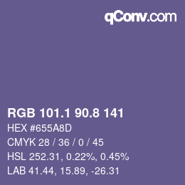 Color code: RGB 101.1 90.8 141 | qconv.com