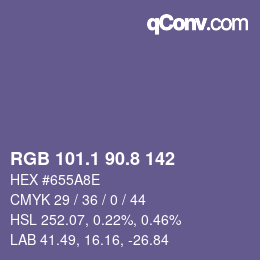 Color code: RGB 101.1 90.8 142 | qconv.com