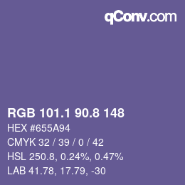 カラーコード: RGB 101.1 90.8 148 | qconv.com
