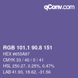 カラーコード: RGB 101.1 90.8 151 | qconv.com