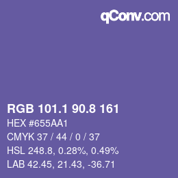 カラーコード: RGB 101.1 90.8 161 | qconv.com