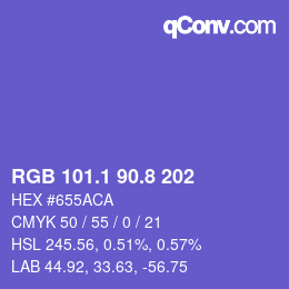 カラーコード: RGB 101.1 90.8 202 | qconv.com