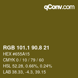 カラーコード: RGB 101.1 90.8 21 | qconv.com