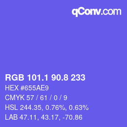 カラーコード: RGB 101.1 90.8 233 | qconv.com