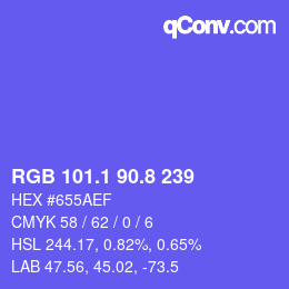 カラーコード: RGB 101.1 90.8 239 | qconv.com