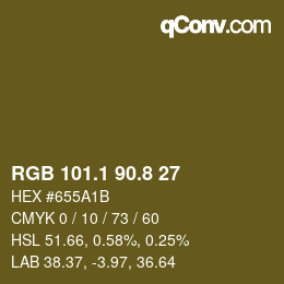 カラーコード: RGB 101.1 90.8 27 | qconv.com