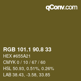 カラーコード: RGB 101.1 90.8 33 | qconv.com
