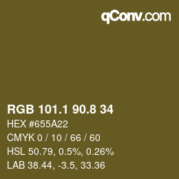 Color code: RGB 101.1 90.8 34 | qconv.com