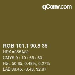 Color code: RGB 101.1 90.8 35 | qconv.com