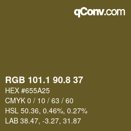 Farbcode: RGB 101.1 90.8 37 | qconv.com