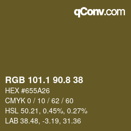 Código de color: RGB 101.1 90.8 38 | qconv.com