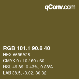 Farbcode: RGB 101.1 90.8 40 | qconv.com